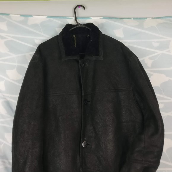 DOMINIC BELLISSIMO Lux textured Black Sheepskin Shearling Coat 42 Designed in CA - Picture 2 of 12